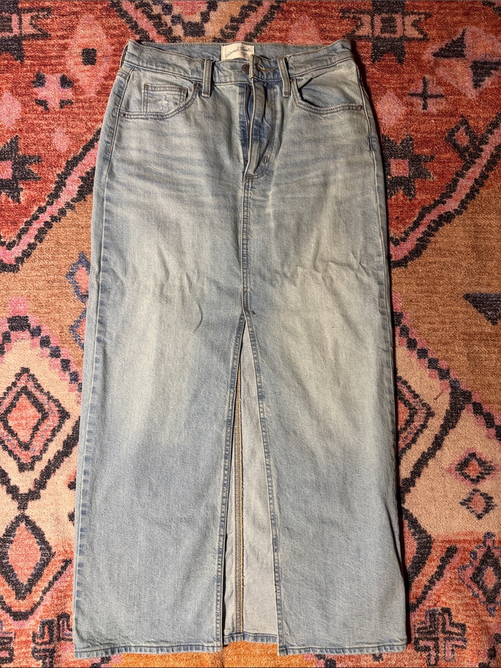 Universal Thread Light Blue Denim Maxi Skirt with Front Slit Size 4 Light Wash
